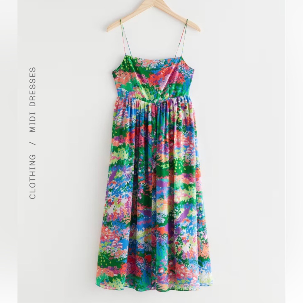 & Other Stories Strappy Silk Midi Dress